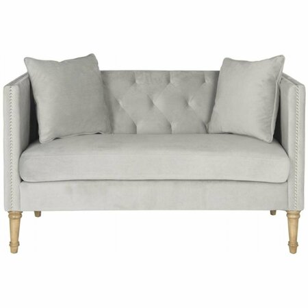 SAFAVIEH Sarah Tufted Settee with Pillows- Grey - 31.5 x 28.75 x 53 in. FOX6206B